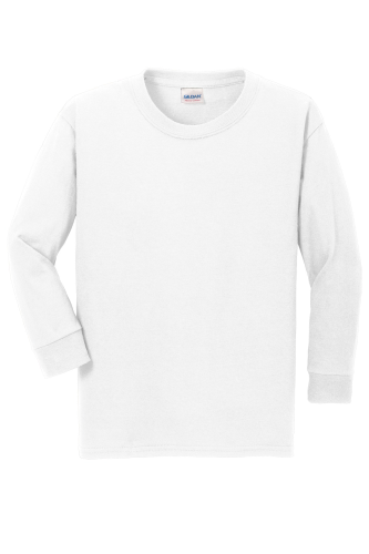 White Gildan Youth Heavy Cotton 100 Cotton Long Sleeve TShirt - Sublime