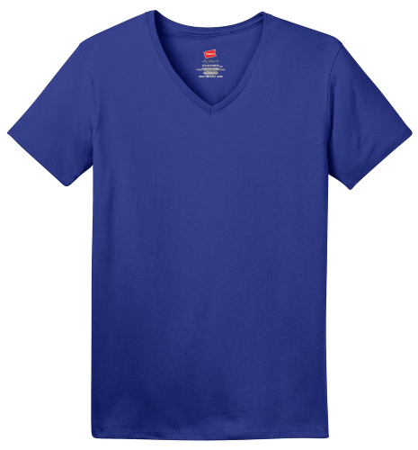 Aquatic Blue Hanes Ladies Comfortsoft V Neck T Shirt Deep Royal