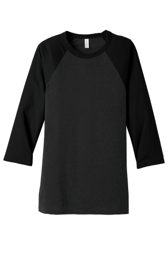 BELLA+CANVAS Unisex 3/4-Sleeve Baseball Tee in Black Ht Black