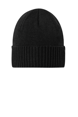 Embroidered Port Authority Rib Knit Cuff Beanie C951 in DeepBlack