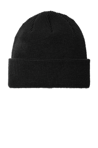 Embroidered Port Authority Thermal Knit Cuffed Beanie C955 in DeepBlack