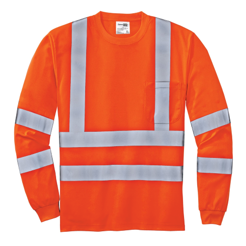 Safety Orange CornerStone ANSI 107 Class 3 Long Sleeve Snag-Resistant ...
