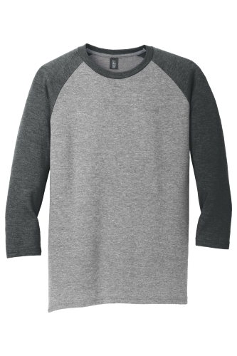 District Made Mens Perfect Tri 3/4-Sleeve Raglan in Black Fr Gry F