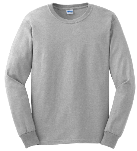 Gildan Ultra Cotton 100% Cotton Long Sleeve T-Shirt in Ash