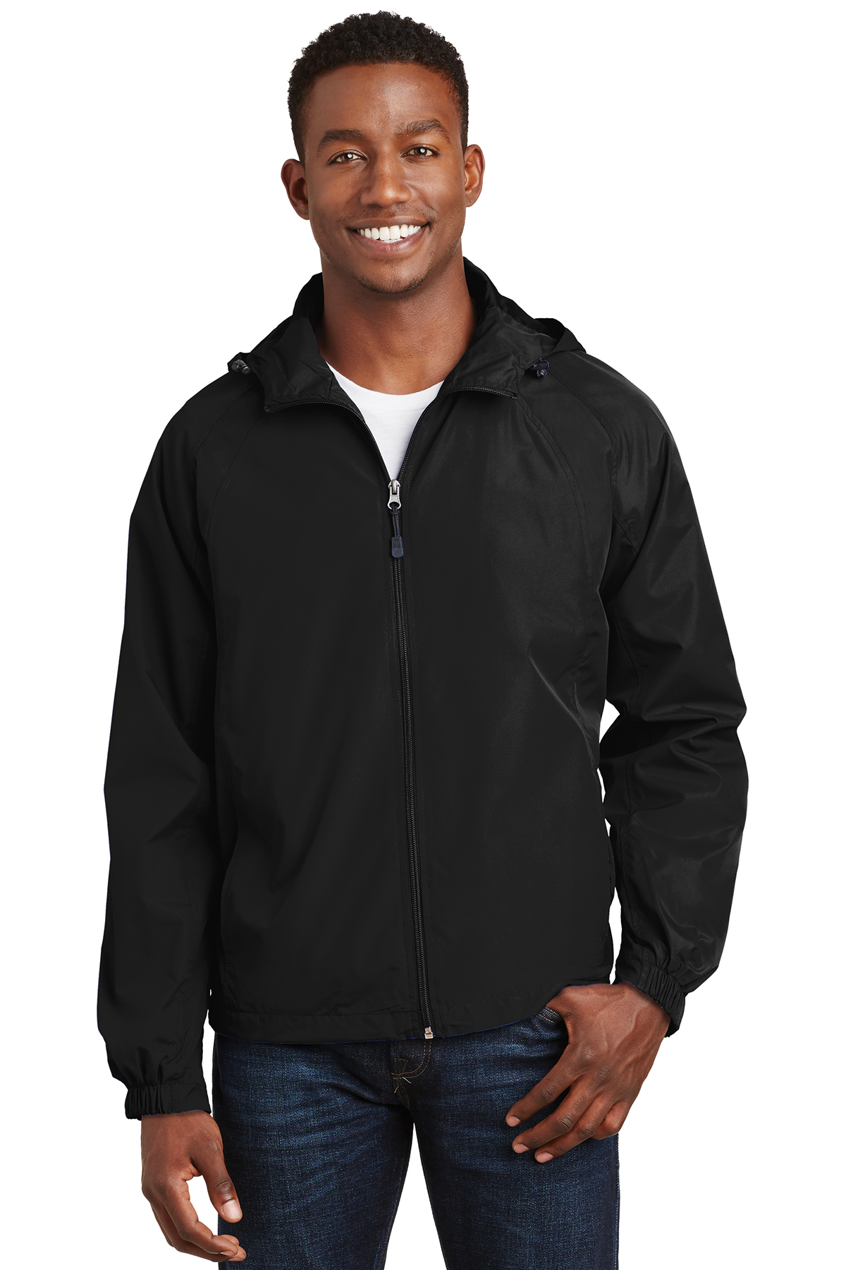 Sport-Tek Hooded Raglan Jacket Black | Black Sport-Tek Hooded Raglan Jacket