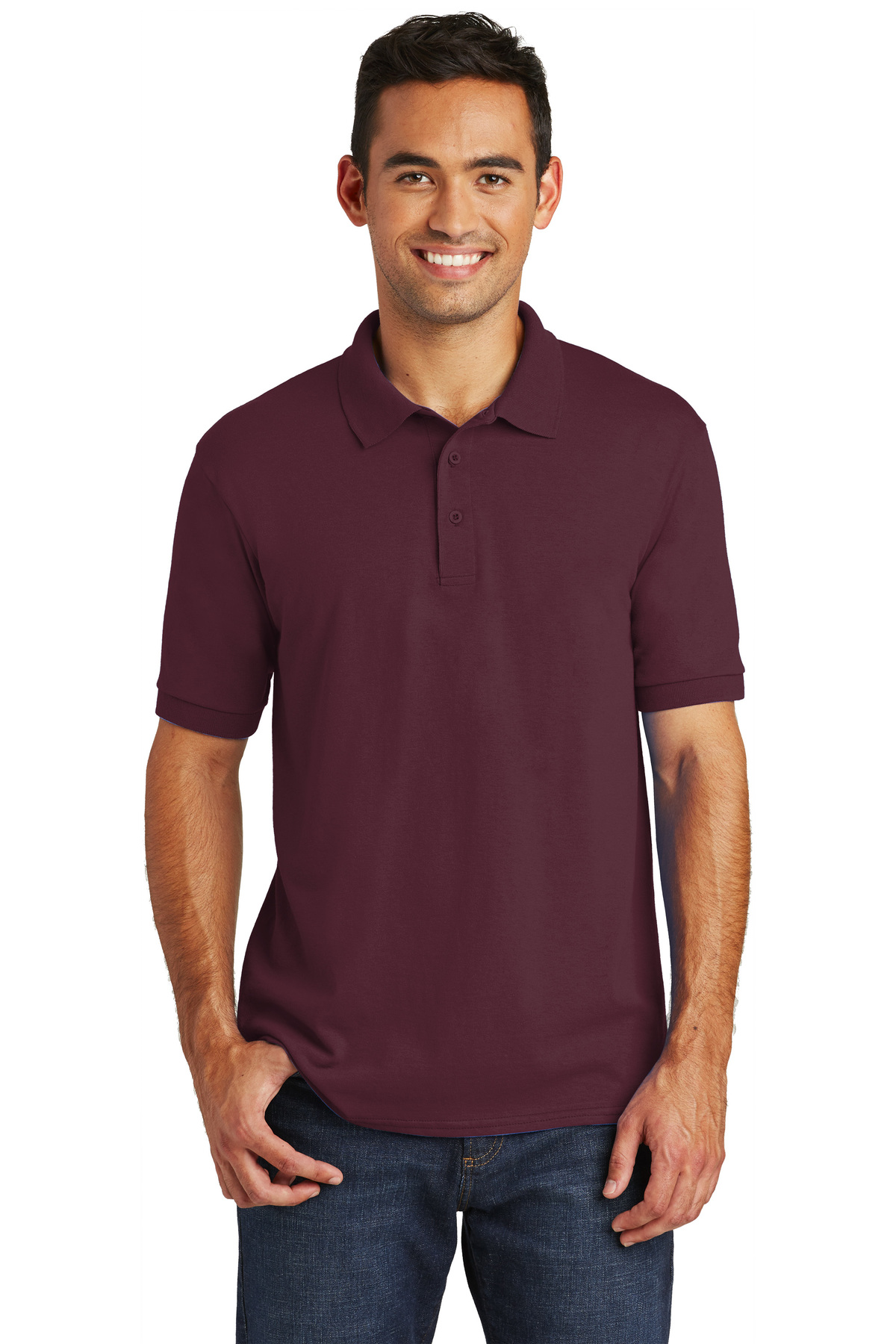 トップス DESCENDANT KNIT POLO Regular knit polo shirt made from an organic cotton blend