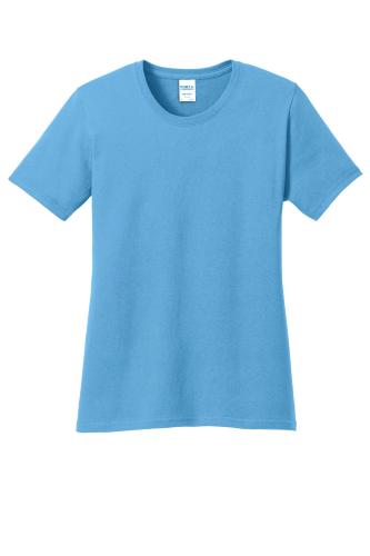 Port Company Ladies 100 Cotton T Shirt in Aquatic Blue