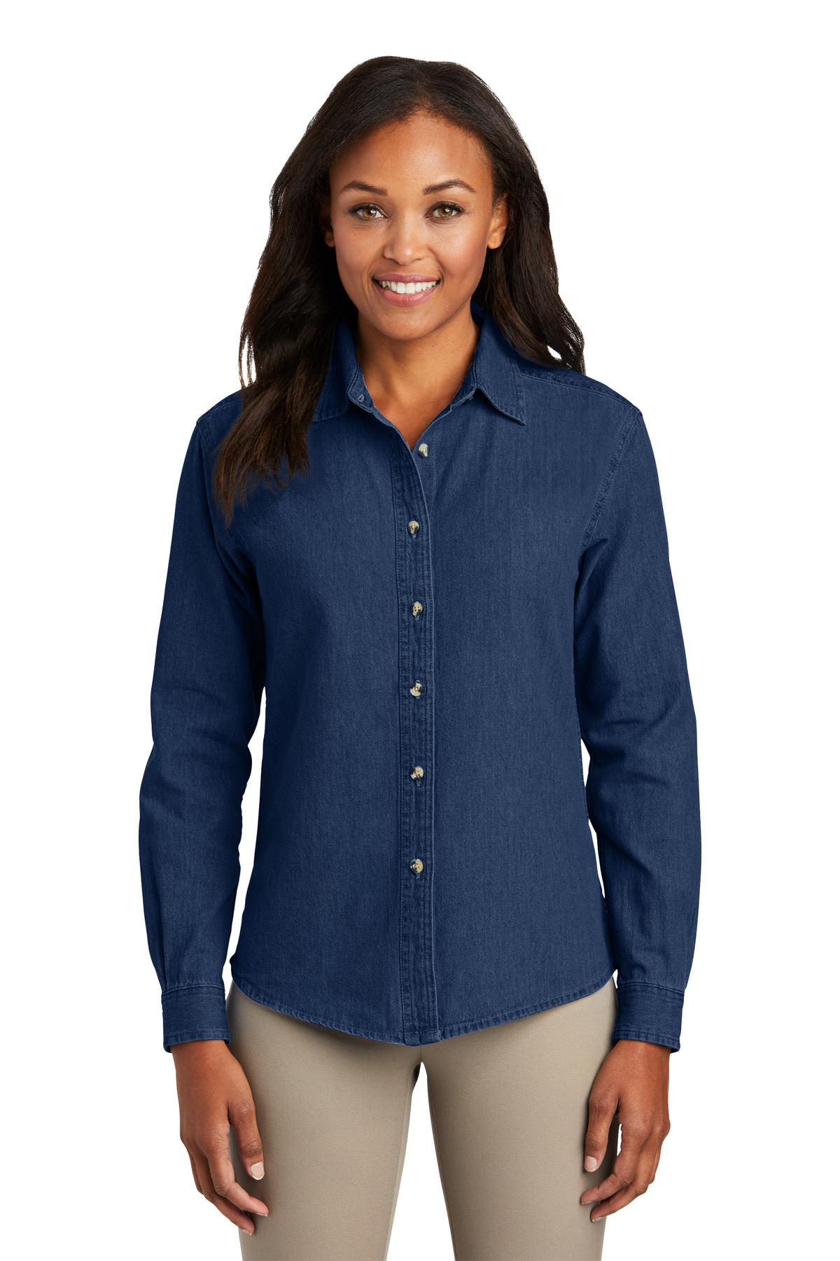 Port & Company Ladies Long Sleeve Value Denim Shirt