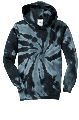 Port & Company Youth Essential Tie-Dye Pullover Hooded Sweatshirt in Black