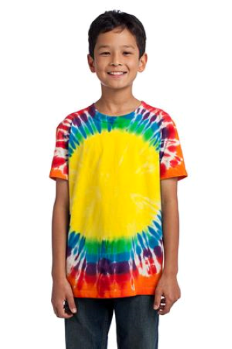 Port & Company Youth Essential Window Tie-Dye Tee in Rainbow