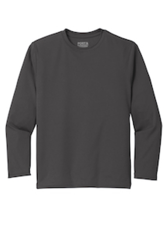 Port & Company ® Youth Long Sleeve Performance Tee in Charcoal