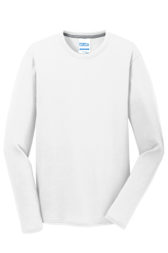 White Port & Company Long Sleeve Essential Blended Performance Tee ...