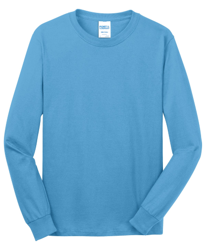 Port & Company Long Sleeve 5.4-oz. 100% Cotton T-Shirt in Aquatic Blue