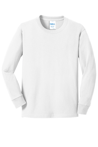 Youth long sleeve tee in White