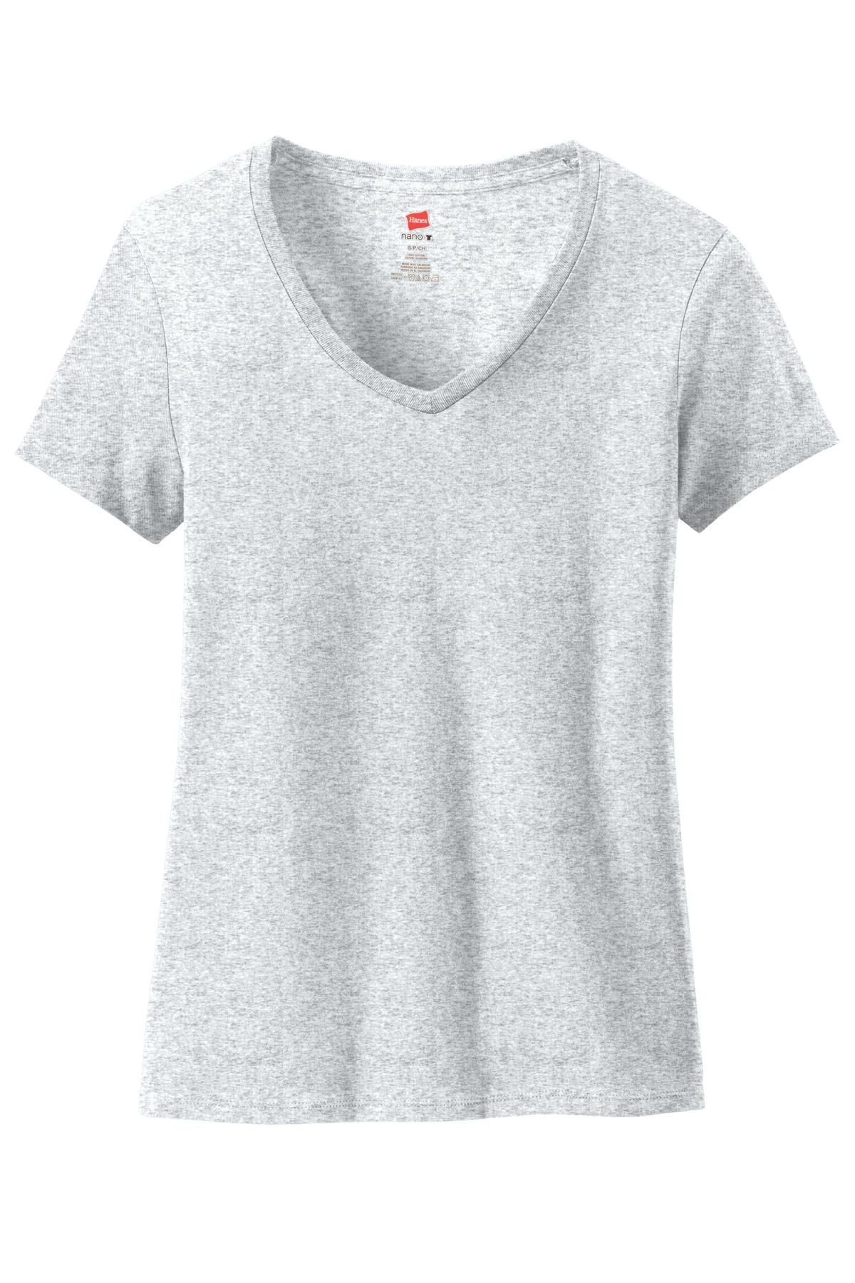 Hanes Ladies Nano-T Cotton V-Neck T-Shirt | 5Boys Apparel