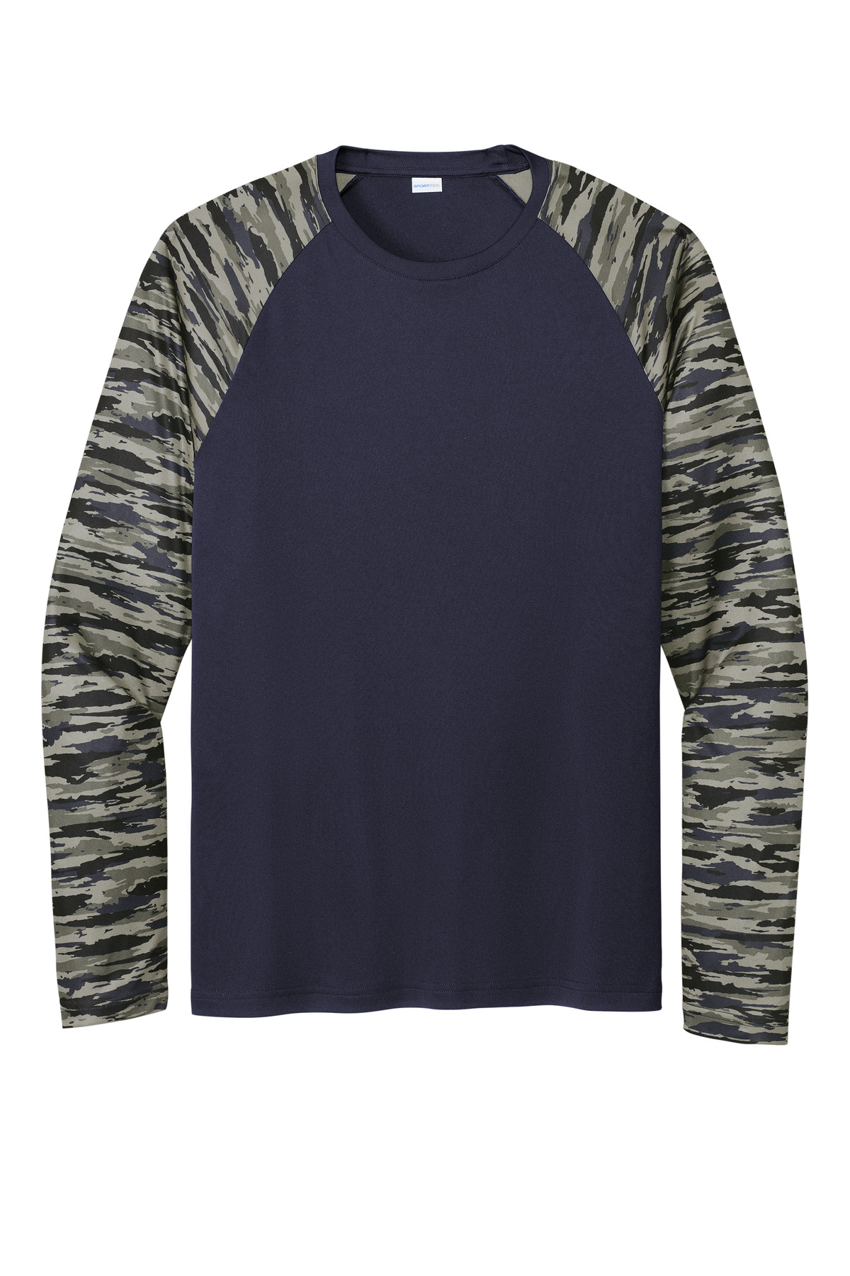 Sport-Tek Drift Camo Colorblock Long Sleeve Tee ST376LS TrueNavy ...