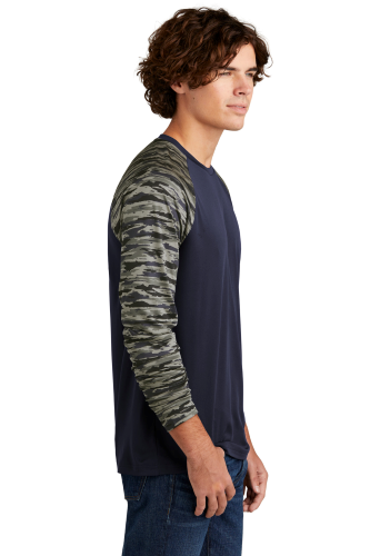 DRI-FIT POLY MATERIAL-Sport-Tek Drift Camo Colorblock Long Sleeve Tee ...