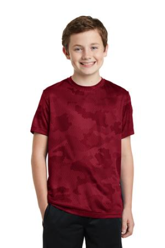 Sport-Tek Youth CamoHex Tee in Deep Red