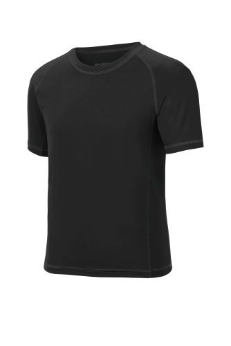 Sport-Tek Youth Rashguard Tee in Black