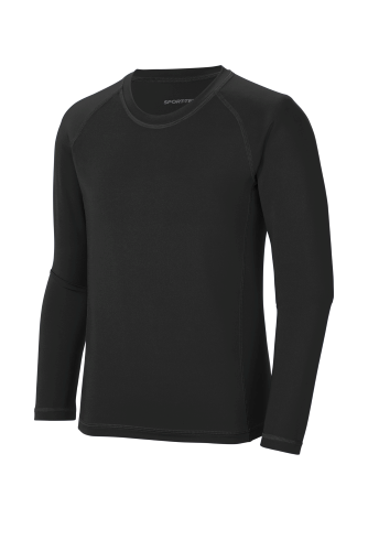 Sport-Tek Youth Long Sleeve Rashguard Tee in Black