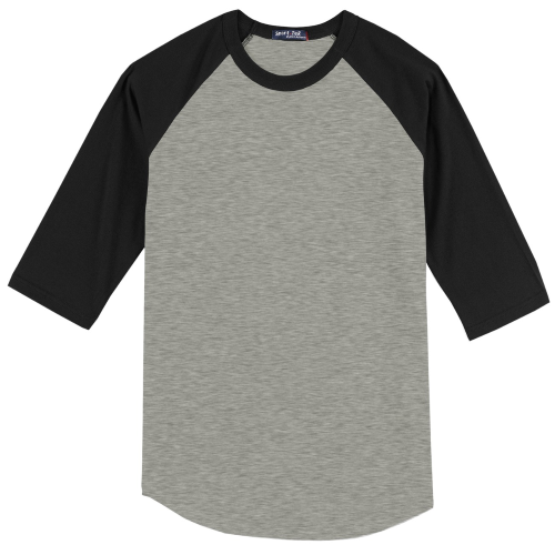 Sport-Tek Youth Colorblock Raglan Jersey in Heathr Gry Blk