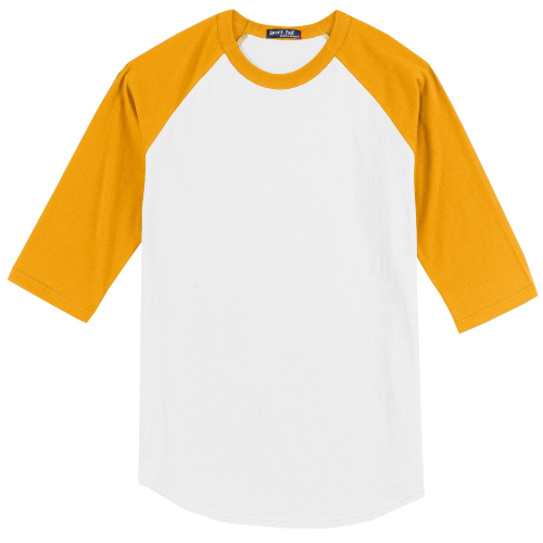White Gold SportTek Youth Colorblock Raglan Jersey by SportTek