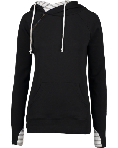 Enza ladies stripe double hood pullover cheap