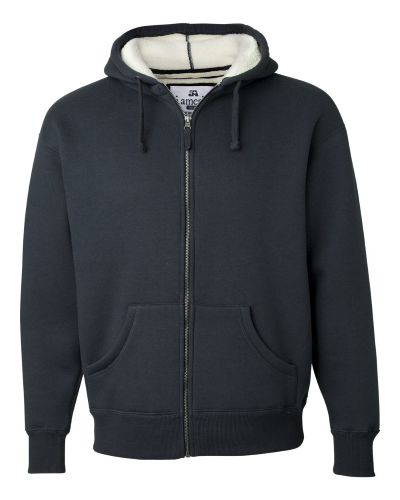 Vintage Navy Natural Full-Zip Hooded Sweatshirt with Sherpa Lining by J ...