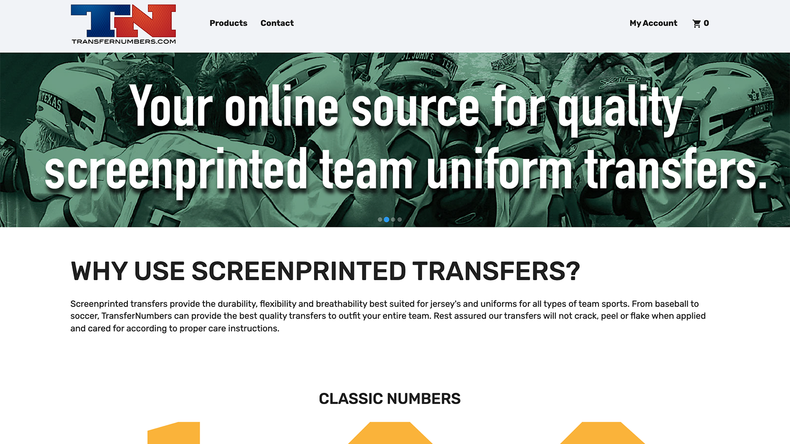 Stock Screen Printed Transfer Numbers
