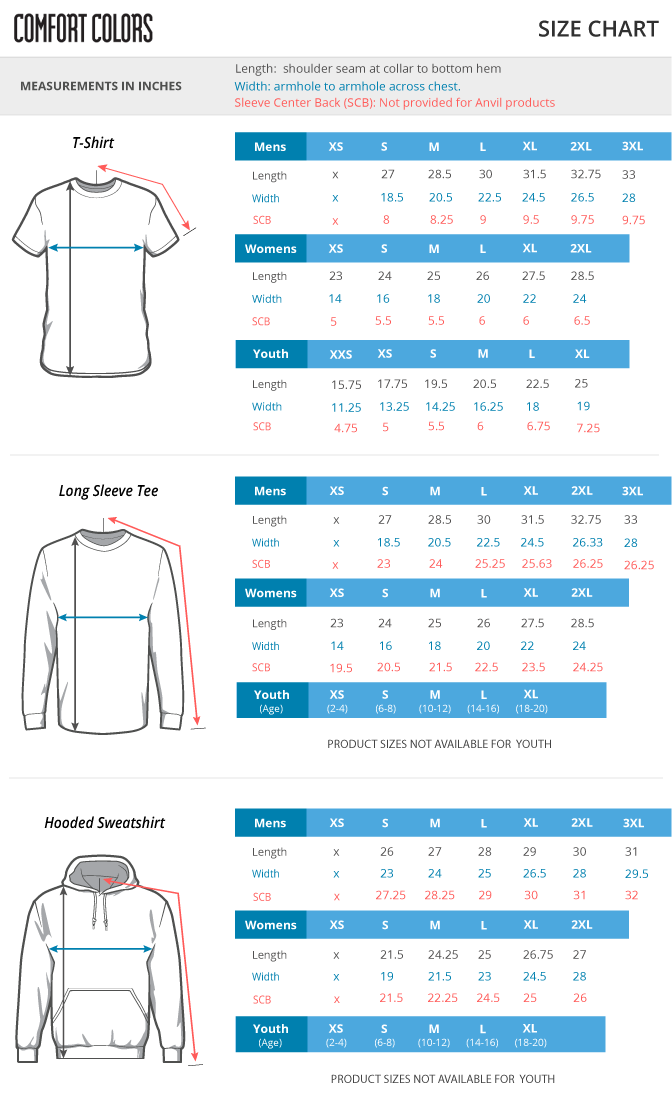 comfort colors crewneck sweatshirt sizing