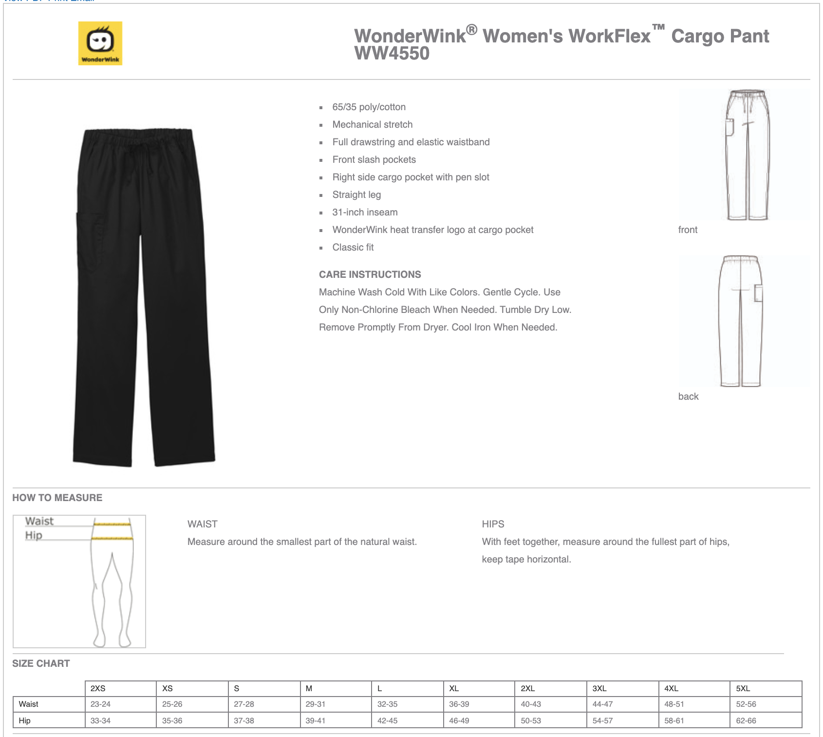 Pantaloni Cargo Donna WonderWink 501PWHITMDP – Bianco, Taglia M, Elasticizzati In Vita, Tasche Multiple, Uniformi Da Lavoro Infermieristiche