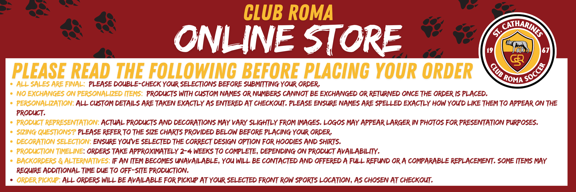 Home | Club Roma Soccer 2025 Online Store