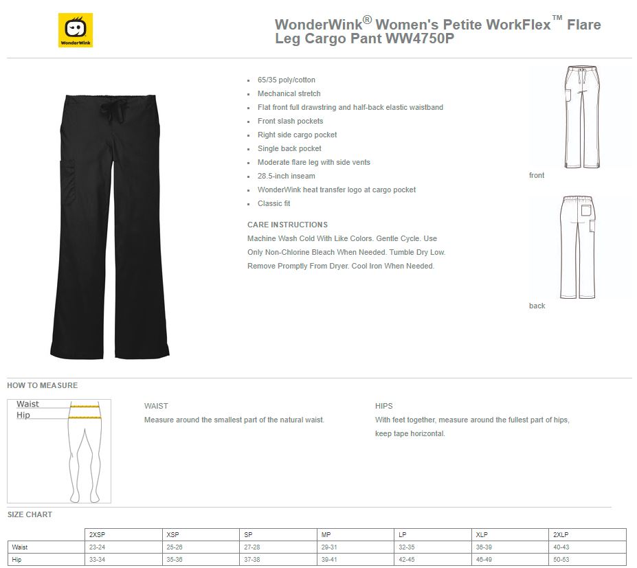 WonderWink Women's Petite WorkFlex Flare Leg Cargo Pant, Product