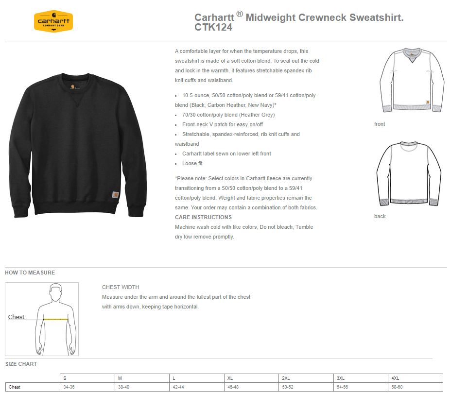 Carhartt CTK124 Men's Midweight Crewneck Sweatshirt