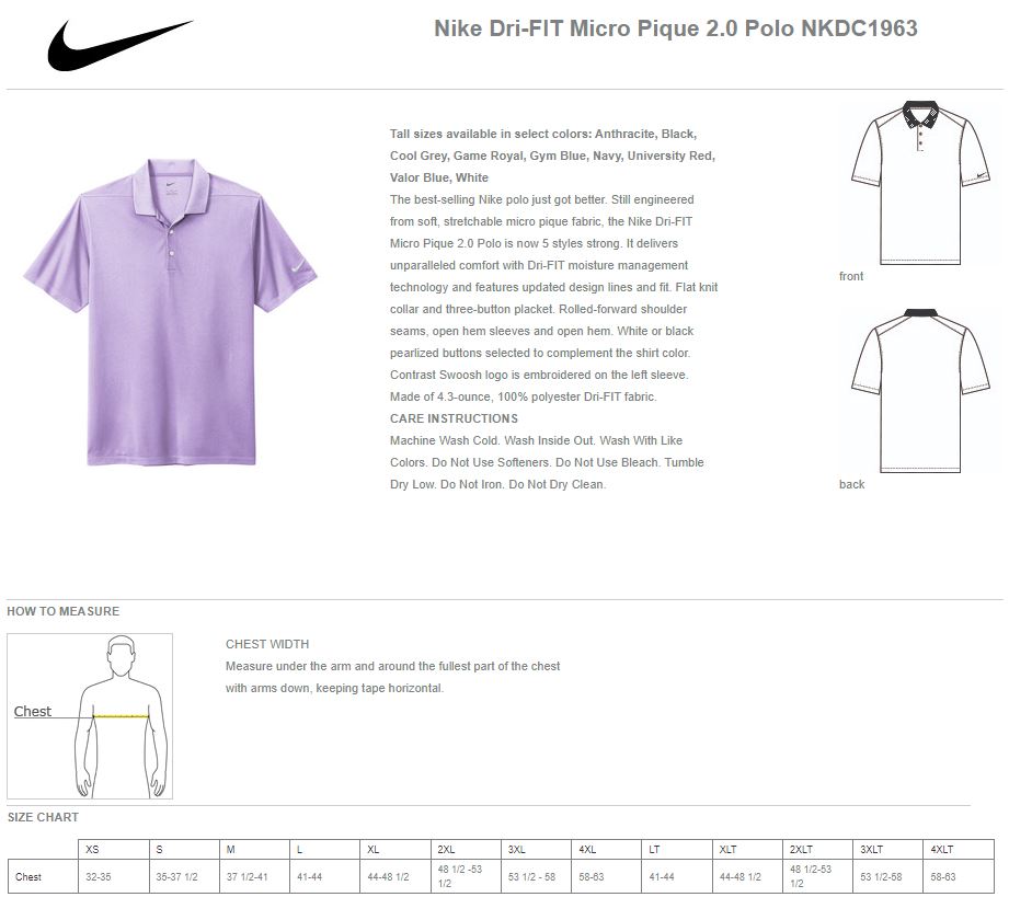 Nike Golf Nike Sweatshirt Size Guide Micro Pique Polo Dri Fit Golf