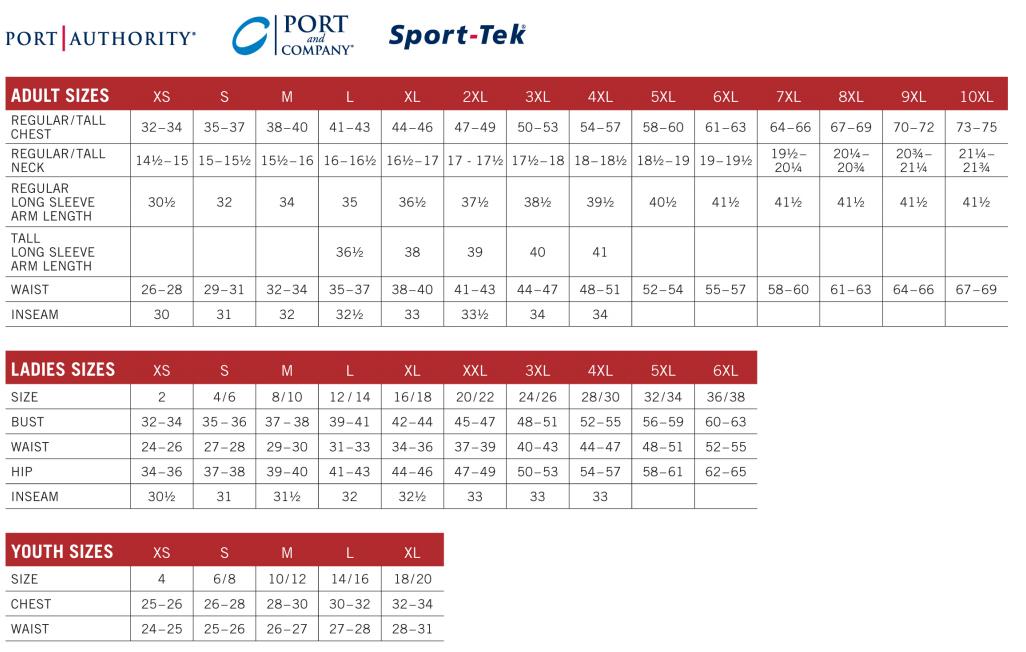 Size Chart for Sport-Tek LST402 Women PosiCharge Tri-Blend Wicking Tank 